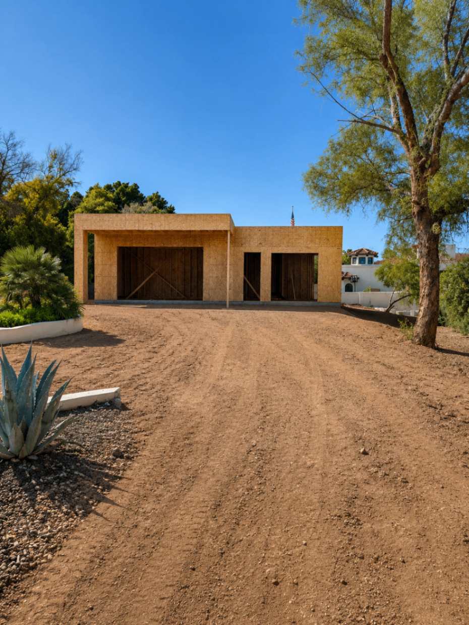 Camello, framed structure and driveway