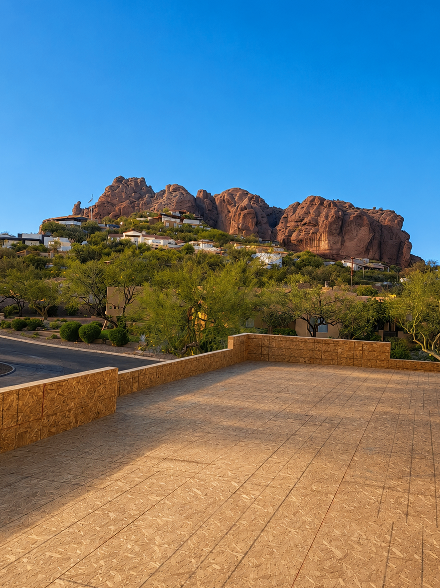 M1, progress view toward Camelback Mountain from the site
