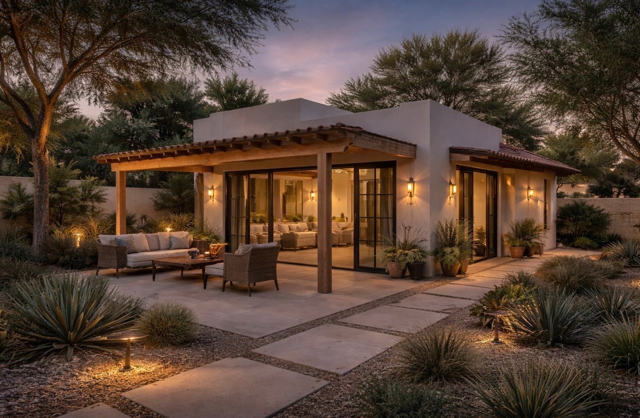 Completed casita in Arizona backyard